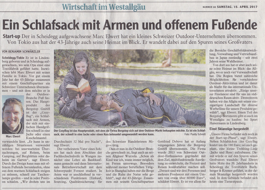 Artikel im "Westallgäuer" über Marc Elwert und Bergstop